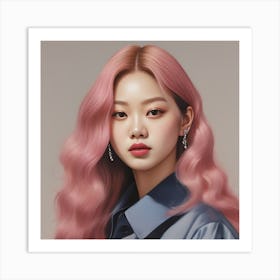 K-Pop Girl With Pink Hair Art Print