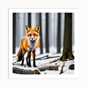 Fox In The Snow Art Print