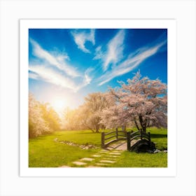 Cherry Blossoms In The Park 1 Art Print