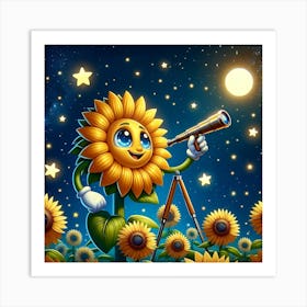 Stargazing Sunflower Art Print