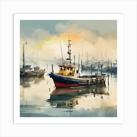 Fishing Boats In The Harbor Art Print