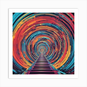 Eye Is Walking Down A Long Path, In The Style Of Bold And Colorful Graphic Design, David , Rainbowco (5) Art Print
