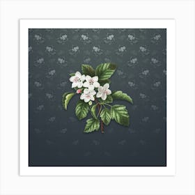 Vintage Sweet Crabapple Botanical on Slate Gray Pattern n.0325 Art Print