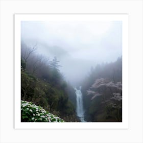 Misty Waterfall Art Print