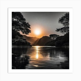 Sunset Over The Lake 24 Art Print