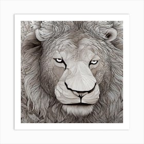 Lion Line Art Art Print