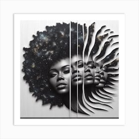 Galaxy Afro Art Print