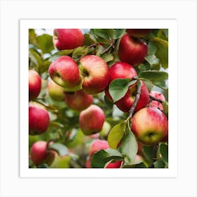 Red Apples On A Tree Art Print