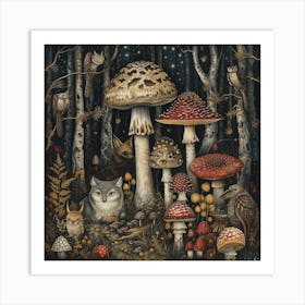 Forest At Night Art Print