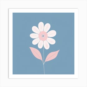 A White And Pink Flower In Minimalist Style Square Composition 476 Art Print