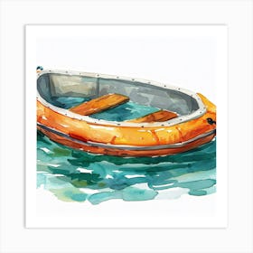 Orange Inflatable Boat Art Print