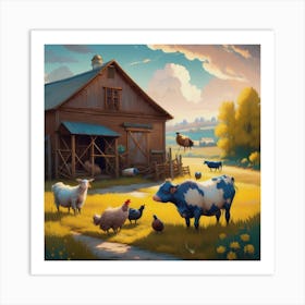 Farmyard Friends Art Print