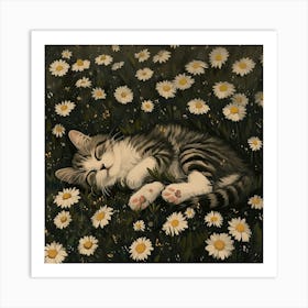 Sleeping Kitten Fairycore Painting 2 Art Print