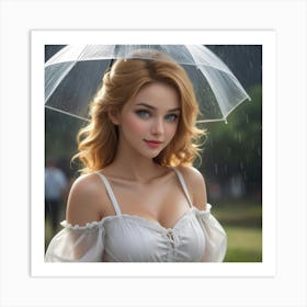 Sexy Woman With Umbrella Art Print