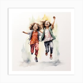 Two Girls Running Art Print