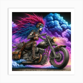 Girl On A Motorcycle 1 Art Print