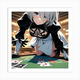 Girl Playing Poker Art Print