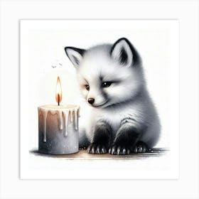 Fox With Candle 1 Art Print