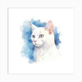 Russian White Cat Portrait 2 Art Print