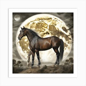 Horse In Moonlight Art Print