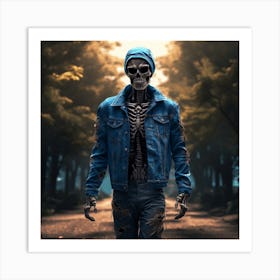 Skeleton In The Woods Art Print