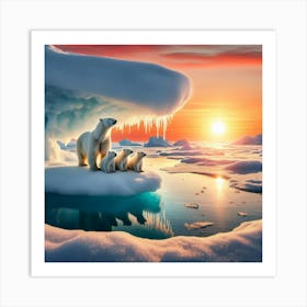 Polar Bears In The Arctic Art Print