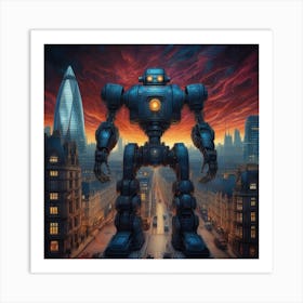 Robot In City Of London Centered Symmetry Painted Intricate Volumetric Lighting Beautiful Ric (6) Art Print