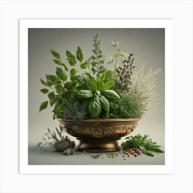 Herbs In A Bowl Art Print