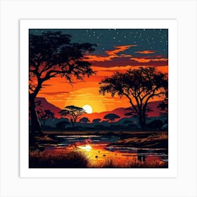 Kruger National Park At Nigth Art Print