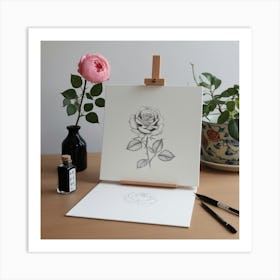 Rose On Easel Art Print