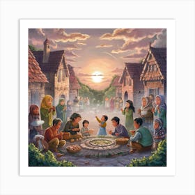 Village At Dusk (Peace) Art Print