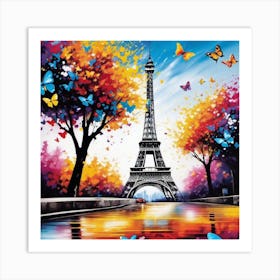 Paris With Butterflies 122 Art Print