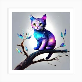 Cat On A Branch 2 Art Print