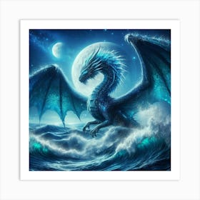 Blue Dragon In The Ocean 3 Art Print