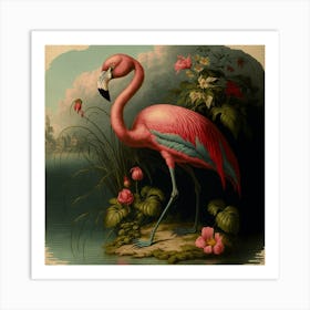 Flamingo Nature Bird Pink Flamingo Beautiful Art Print