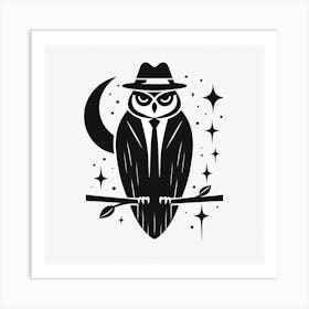 Owl In Hat Art Print