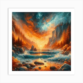 Sunset In The Mountains Art Print