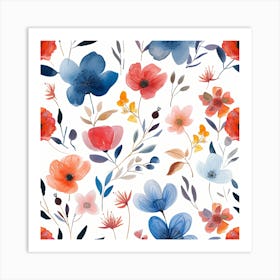 Watercolor Floral Pattern Art Print