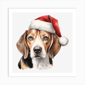 Beagle Santa Hat 2 Art Print