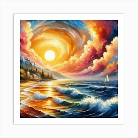 Sunset On The Beach 3 Art Print