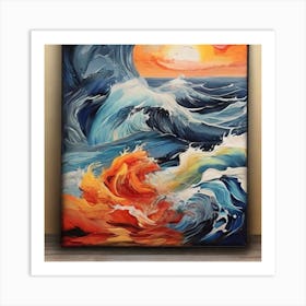 Abstract Painting With Sea Colors 1 Art Print