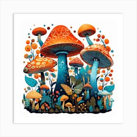 Mushrooms In The Forest 84 Art Print