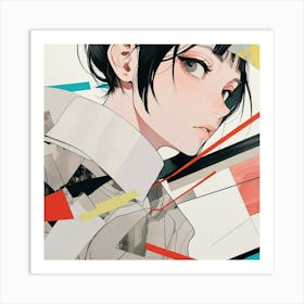 Anime Girl With Black Hair Art Print