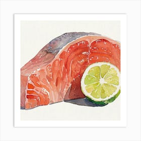 Salmon And Lime Art Print