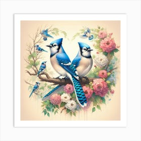 Blue Jays In Love Art Print