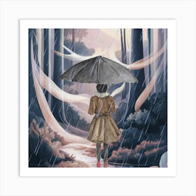 Alone and thriving forest and rain wall art print Art Print