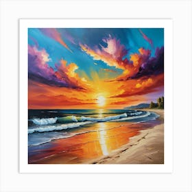 Sunset On The Beach 4 Art Print