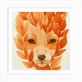 Fox In Autumn Leaves Art Print