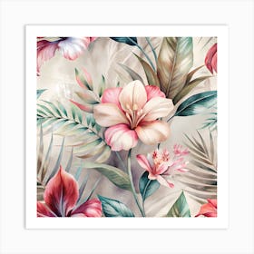 Seamless Tropical Floral Pattern 2 Art Print