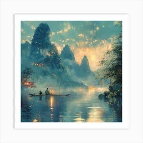 A fisherman does not reveal that he has caught a fish until he brings it to shore Art Print